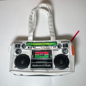 Vintage III Parcel Boombox Speaker Handbag Audio Shoulder Tote Bag Y2K White